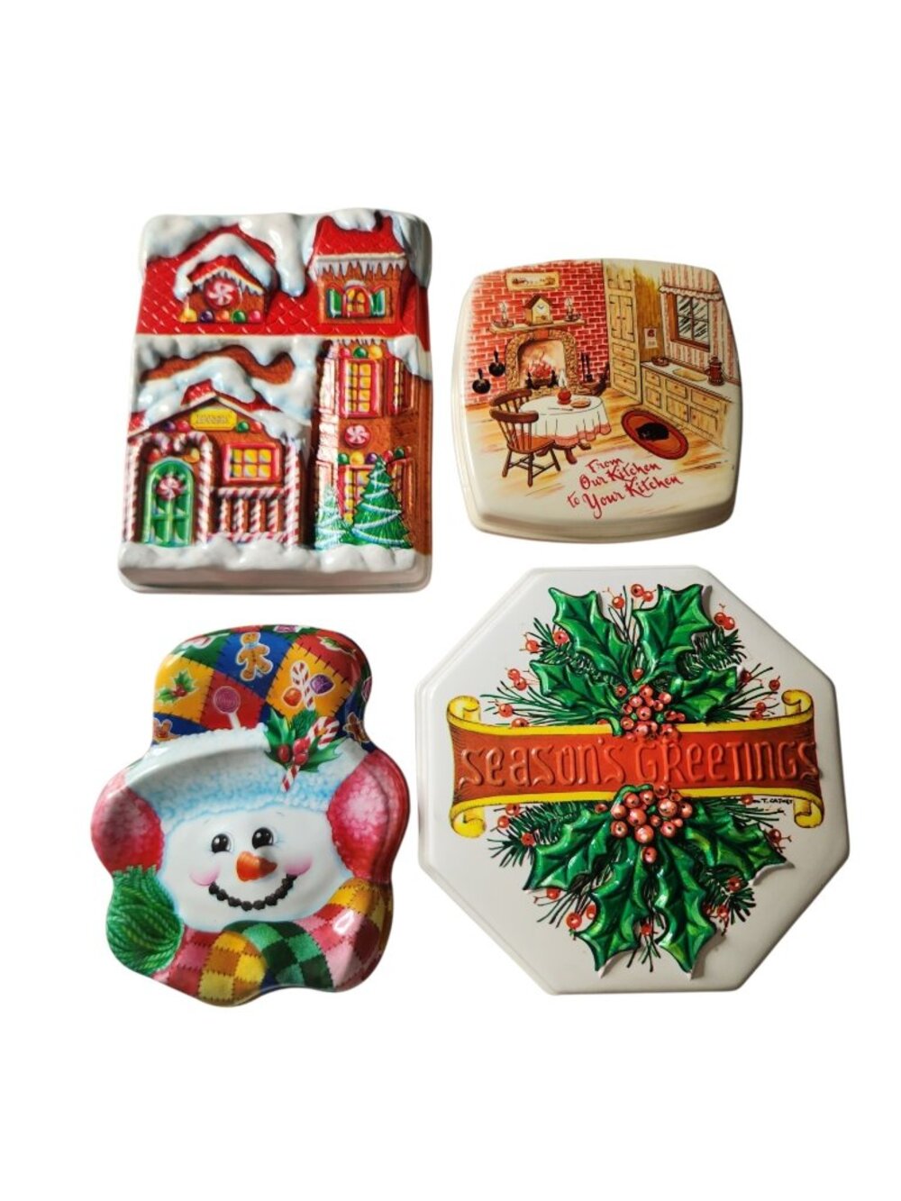 Vintage Christmas Plastic Lidded Cookie Candy Containers